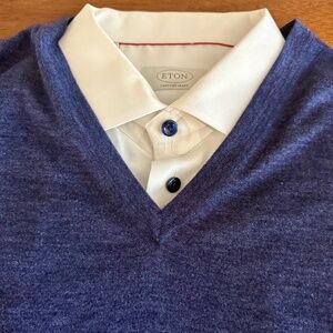 Ermenegildo Zegna Cashseta V Neck Sweater Men Deep Blue, 52, Cashmere Silk $1390